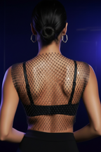 Top de malla con brillantes