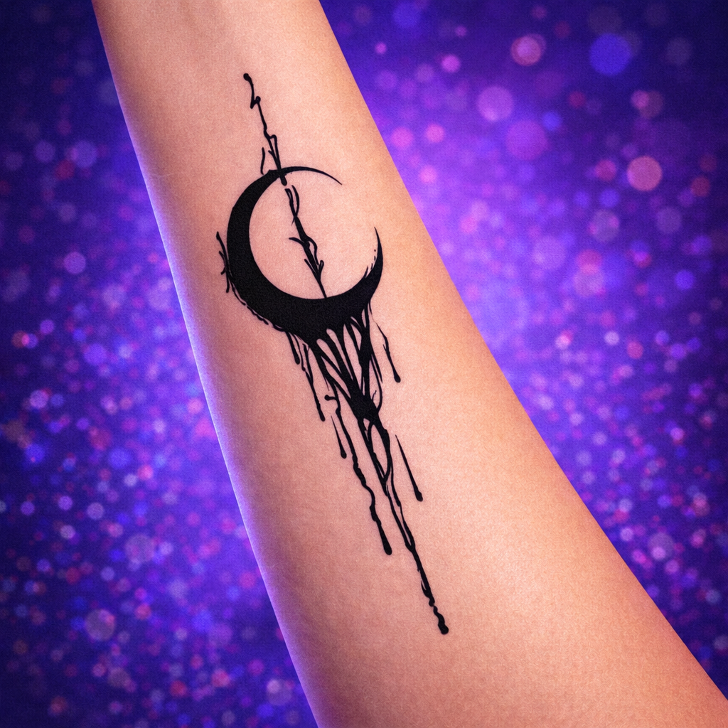 Tatuaje Semipermanente Luna Menguante Derretida
