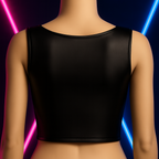 Top crop cuero negro tirantes escote cuadrado