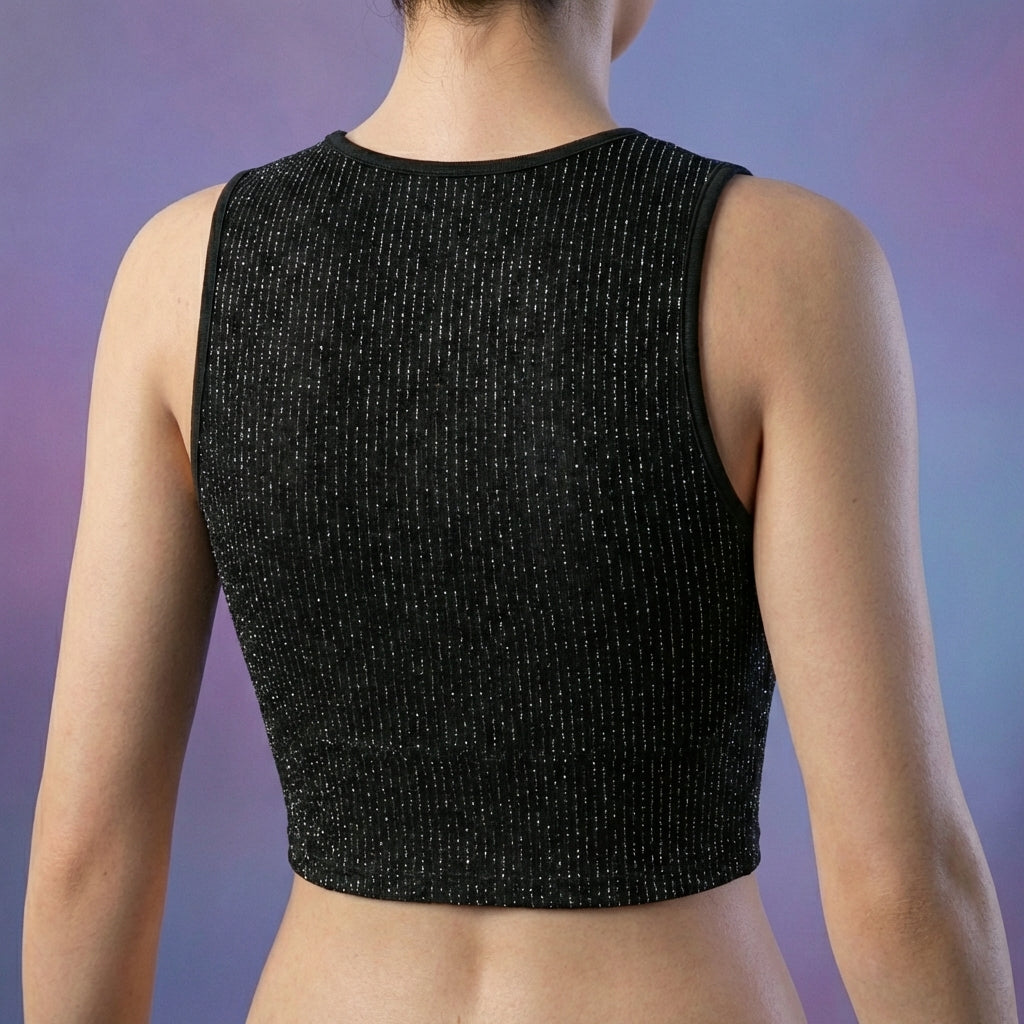 Crop Top Lentejuelas Negro