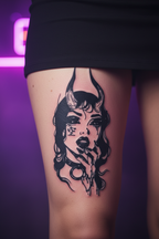 Tatuaje Semipermanente Mujer Demonio