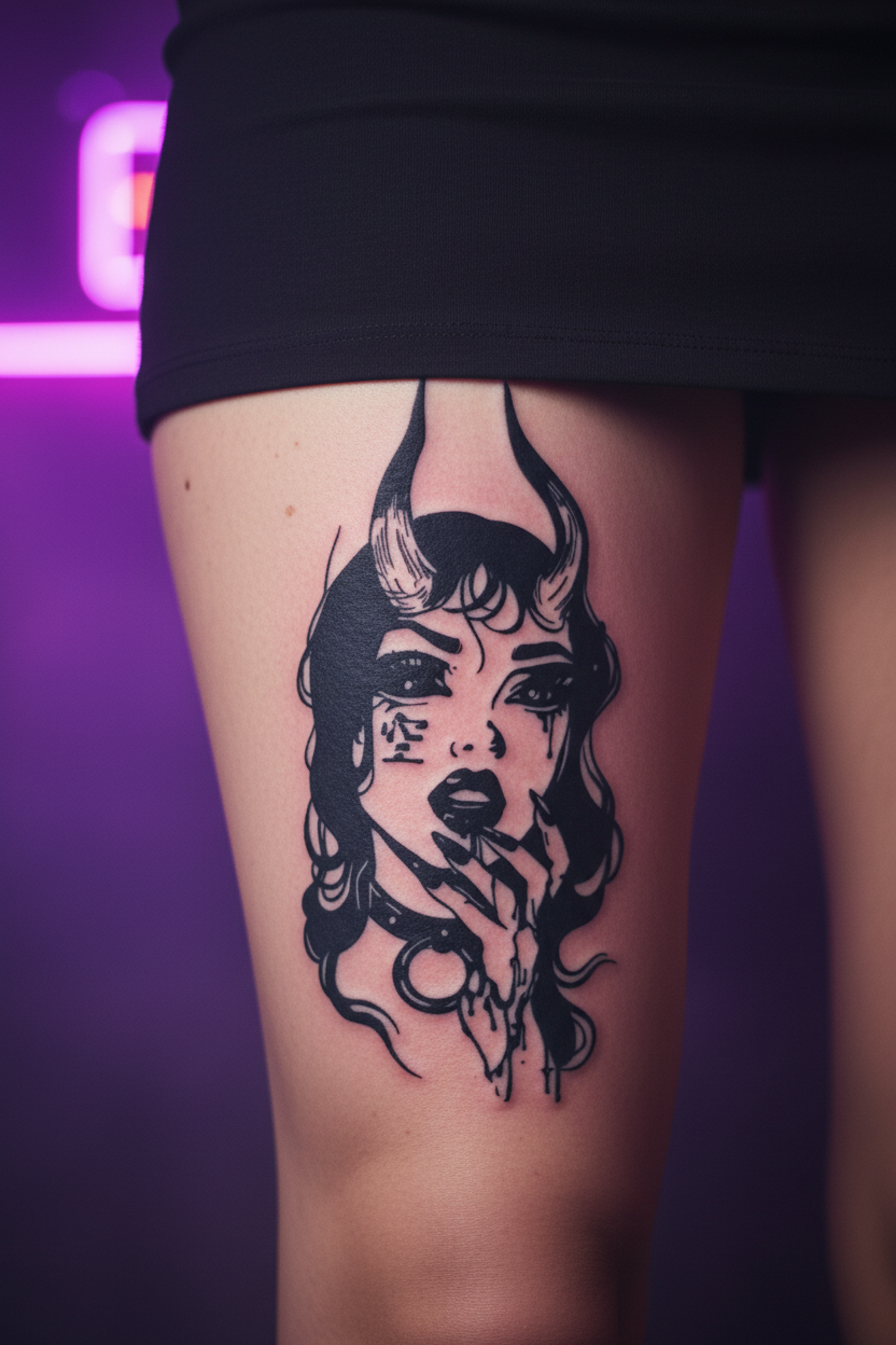 Tatuaje Semipermanente Mujer Demonio