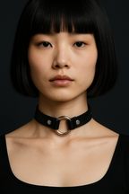 Choker cuero negro círculo accesorio gótico