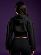 Sudadera mujer negra con capucha y abertura frontal para rave y club