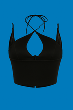 Top corset negro ajustado fiesta club