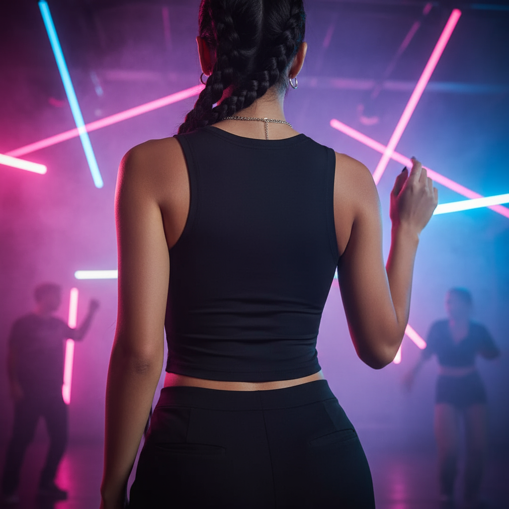 Top crop negro cut-out aberturas clubwear