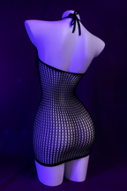 Vestido mini rejilla negro transparente sexy