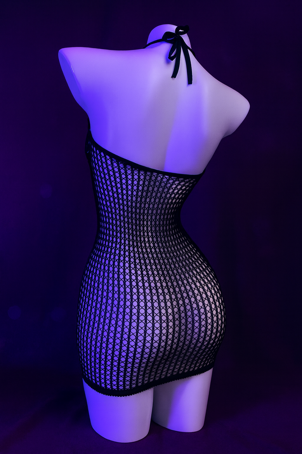 Vestido mini rejilla negro transparente sexy