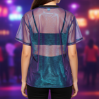 Camiseta de manga corta transparente azul/morado