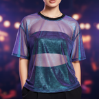 Camiseta de manga corta transparente azul/morado