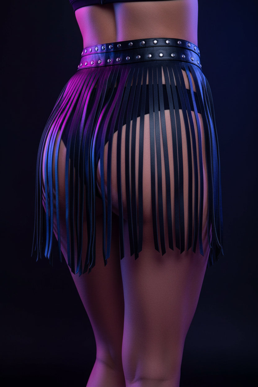 Falda de flecos vista trasera con iluminación neón