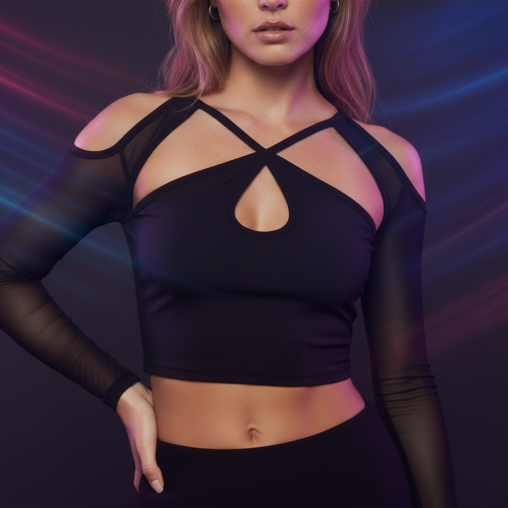 Crop Top Mangas Transparentes