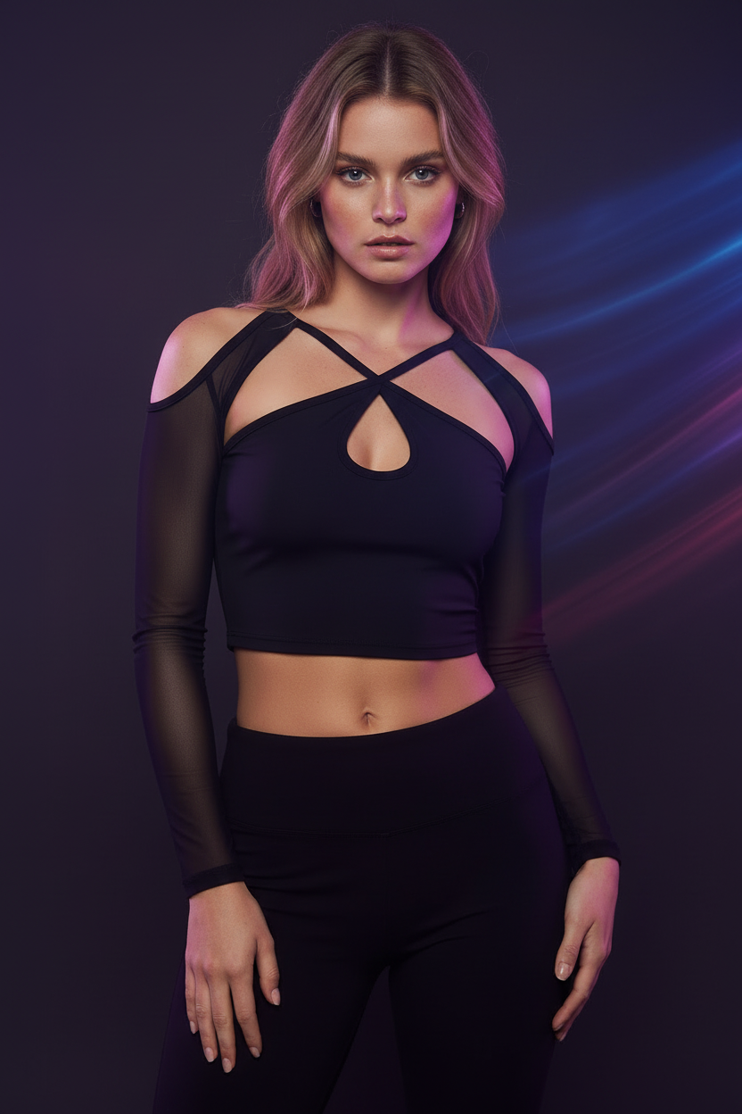 Crop Top Mangas Transparentes